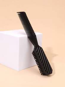 一款用于发型和胡须造型的双用途刷子，配有梳子和刷子设计，用于塑造自然时尚的头发和胡须，适合男士发型、胡须造型和眉毛修饰 - 黑色 - 查看 4