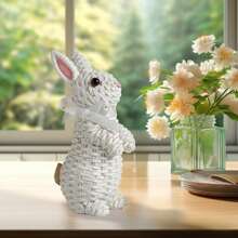 Easter Bunny Ornaments With Bow Funny Rabbit Desktop Decoration For Table Bookshelf Home Party