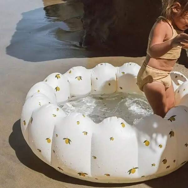 1pc Inflatable Baby Pool Padded Round Petals Swimming Pool Little Pump Pool Kiddie Paddling Pool Outdoor Water Games Play Center