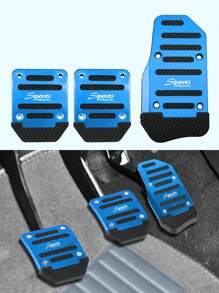多件式汽车踏板垫套装 - 防滑铝合金条纹设计，适用于加速器、制动器和离合器 - 升级您的汽车内饰配件（手动和自动变速器）