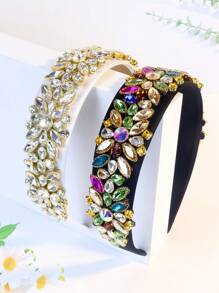 1件装女士几何图案宫廷风水晶（玻璃）装饰3D发箍 - 彩色 - 查看 1