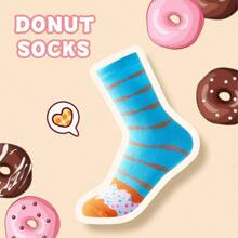 1/2/3/4 pares de calcetines de mujer con estampado creativo de donas gourmet, calcetines divertidos, regalos personalizados para el Día de San Valentín, calcetines artísticos, aptos para primavera y verano, cómodos y transpirables, para uso en días festivos, unisex.