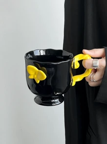 1pc keramische romantische vlinderbeker, hoogwaardige Scandinavische stijl niche creatief ontwerp mok, kantoor koffiekopje, ontbijtkopje, latte/Americano kop, melkkopje, geschikt als cadeau voor vrouwen en gezinnen