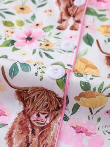 Two-Piece Women's Cow And Flower Print Pajamas, Casual And Comfortable Short-Sleeved Shirt And Shorts Set, Women's Pajamas - 白色 - 查看 8