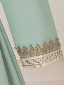 Đầm công chúa thanh lịch cổ chữ V, chất liệu co giãn, đính ruy băng kim loại cho bé gái, thích hợp cho tiệc gia đình, lễ hội, tiệc tùng. Không bao gồm băng đô cài tóc. - màu xanh lá - Xem 7