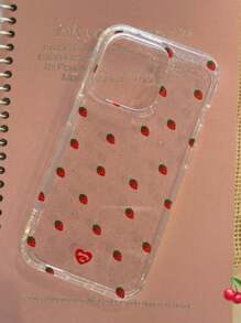 Glitter Shiny Full Screen Strawberry Clear Phone Case Compatible With IPhone 16 15 14 13 12 11 Pro Max 16 15 14 Plus Cute Soft Back Cover Gift - Strawberry - View 4