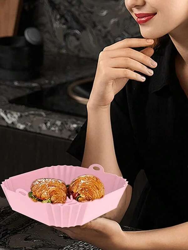 1pc Silicone Baking Mat For Air Fryer, Reusable Silicone Air Fryer Liner, Rectangular Air Fryer Accessories Compatible With 8 Qt Air Fryer, Christmas Gift