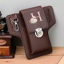 Stylish PU Leather Waist Bag For Men's Mobile Phone Waist Bags Fanny Pack Organizer Fashion Outdoor Storage Bag Lightweight Flip Phone Pack Belt Bag, Cards Holder-Holds Phone For Travel - Brown - View 12