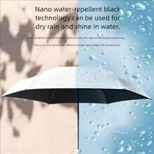 Portable Folding Umbrella UPF50+ Sunscreen 6 Ribs Waterproof 190T Umbrella Cover Dual-Purpose Capsule Umbrella With Storage Box Iron Handle Iron Shaft Iron Frame Leisure Style Manual Opening And Closing Are Suitable For Holiday Gifts.