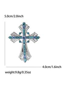 时尚水钻胸针 女士礼服西装别针配饰 派对宴会礼物 - Cross - 查看 6