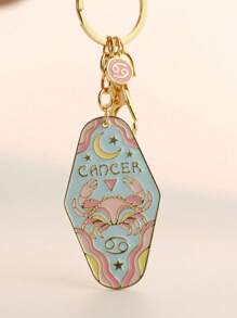 1 Stück Boho 12 Sternbild Blumen Auto/Hotel Schlüsselanhänger, Metall Emaille Schlüsselring, perfektes Geschenk für Familie, Freunde, Kollegen, Partner, Geburtstage Auto Zubehör Taschenbaumler Schule