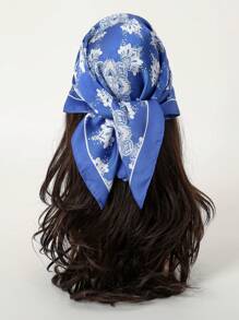 1pc Simple Printed 70cm Square Scarf, New Style Spring Bandana For Women, Versatile Waist Belt, Accessory, Headband, Fashion Neck Scarf