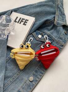1pc-Personalized Monster Zipper Creative Pocket Change Key Lipstick Earphone Pendant Mini Cute Small Pendant Keychain Suitable For Carrying Earphones, Lipstick And Small Items When Going Out Gifts Birthday Graduation