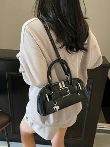 1pc Heart Shaped Belt Buckle Handbag Shoulder Bag, Versatile Fashion Women Crossbody Messenger Bag, Suitable For Daily Commuting