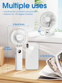 1pc Mini Portable Fan, Handheld Fan Personal Mini Fan USB Rechargeable,90° Foldable Battery Operated Mini Fan With LED Display, Desk Fan Working Time For Office Bedroom Outdoor Travel Camping Back To School Supplies - Multicolor - View 16