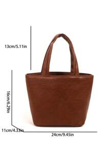 小号手提袋，2025新款蔬菜篮手提袋，通勤手提袋，办公室和户外零食手提袋 - 棕色 - 查看 3