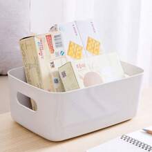 1 pieza Caja de almacenamiento para el escritorio, caja de almacenamiento de plástico para el hogar para ropa, cosméticos y uso en la cocina