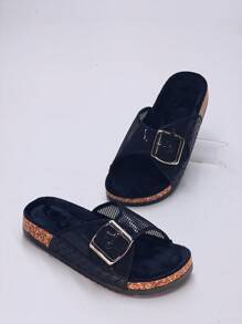 roulvxiang Sandales plates de plage décontracté pour femmes, ornées de strass. Tongs à semelle épaisse, violet, blanc, noir. Sandales plates mignonnes - Transparent - Voir 7