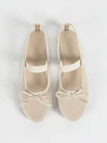 Women's Round Toe Mesh Bow Ballet Flats, Elegant Minimalist Breathable Retro Mary Jane Style, Both Fashionable And Comfortable For Everyday Wear - Apricot - View 4