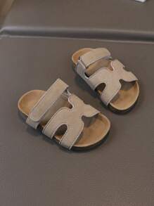 Fashionable & Versatile Soft Bottom Comfortable Lightweight Slip-On Sandals For Toddlers, Suitable For Indoor & Outdoor Wear - Khaki - View 1