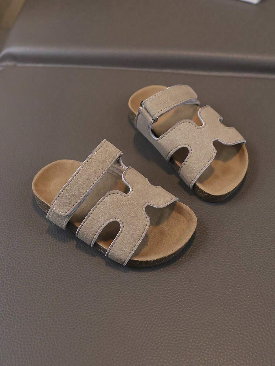 Fashionable & Versatile Soft Bottom Comfortable Lightweight Slip-On Sandals For Toddlers, Suitable For Indoor & Outdoor Wear - Khaki - View 1