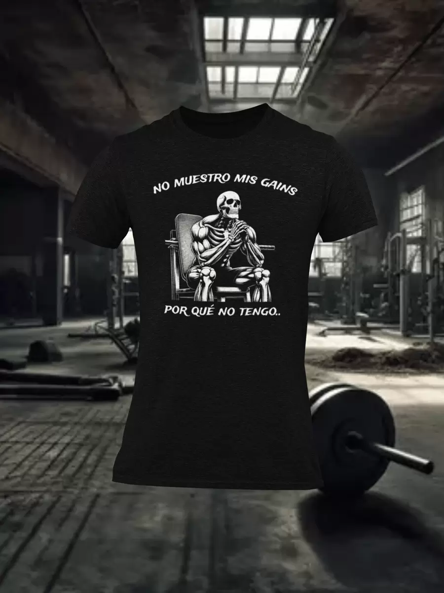 Cool Skulls Men's T-Shirt I Don't Show My Gains - 黑色 - 查看 1