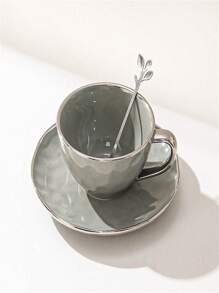 Coffee Cup Ceramic Plated Silver Edge Exquisite Afternoon Tea Coffee Cup Plate Set - Multicolor - View 11