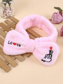 1 件女士心形刺绣蓬松蝴蝶结头带，柔软甜美可爱发饰，日常洗脸发带 - 彩色 - 查看 8