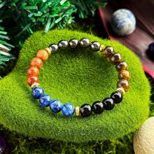 Bracelet de richesse et de prospérité fait main de 8 mm, œil de tigre et agate bleue - bijou en perles de bois naturel, convient aux hommes et aux femmes
