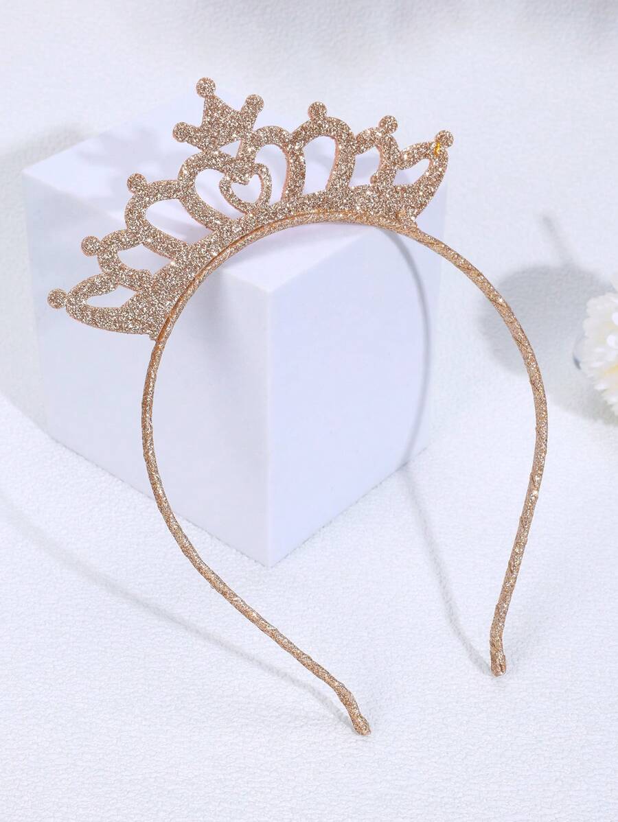 1pc/2pcs Gold And Silver Crown Headband,Glitter Hair Band,Fashion Hair Accessories For Girls Best Friend Party Gifts - Multicolor - View 1
