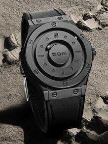 DOM 1pc Fashionable Advanced Technology Men's Watch, Mirrorless Magnetic, Silicone Strap Waterproof Quartz Sports Watch, Personalized Men's Sports Watch, Suitable For Wearing, Christmas Gift For Friends - Shape - View 2