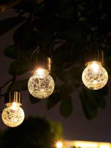 1pc Solar Crackle Ball Hanging Solar Crackle Hanging Solar Light Decorative Light Outdoor Garden Courtyard Wall Landscape Wall Holiday Decoration Tree Hanging Solar Light, Courtyard Decoration Crackle Ball Solar LED Light, Home Decor Garden Outdoor Solar Crackle Light, Holiday Christmas Ramadan Decoration Solar Outdoor Light, Fairy Light, Camping Light