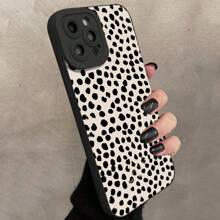 Étui de téléphone à motif à pois noirs en matériau TPU mignon compatible avec iPhone 16 15 14 13 1211 Pro Max cadeau pour anniversaire, mère, famille, amis, petit ami, petite amie - Noir - Voir 2