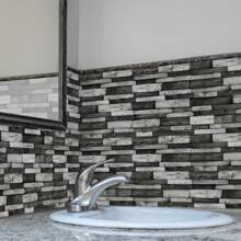 12/24Pcs Vintage Granite 3D Effect Pattern Self-Adhesive Kitchen Tile Stickers,Removable And Waterproof Backsplash Decals For Bathroom,Livingroom,Bedroom Decor,9.68"X4.72", Home Renovation Supplies, Spring Decorations - Multicolor - View 5