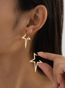 1 Pair Creative Four-Pointed Star Design Earrings, Delicate And Stylish, Ramadan Holiday Gift For Women
