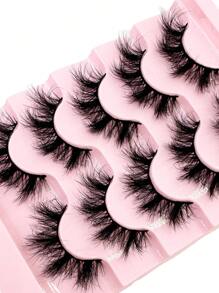 5 Pairs 9D Thick Natural Curly Lashes, Dense & Dramatic Faux Mink Lashes Look, Natural Style Reusable Curling Lengthening Lashes For Makeup