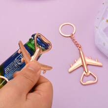 24pcs Airplane Shaped Bottle Opener Keychain, Comes With Burlap Bag, String, Thank You Card - For Gender Reveal Party, Birthday, Gifts, Valentine's Day, Kitchen & Bar Supplies, Party Favors