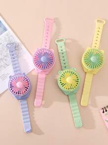 AOYI 带腕带的迷你电池风扇，小型便携式个人风扇，适合海滩配件，手表形旅行风扇，适合儿童男孩女孩室内室外，不含电池 - 彩色 - 查看 2