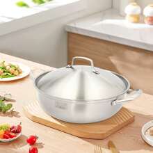 32CM STAINLESS STEEL ROASTING TRAY PAN SET LID OVAL KITCHEN COOKING BAKING NEW - 1 - View 7