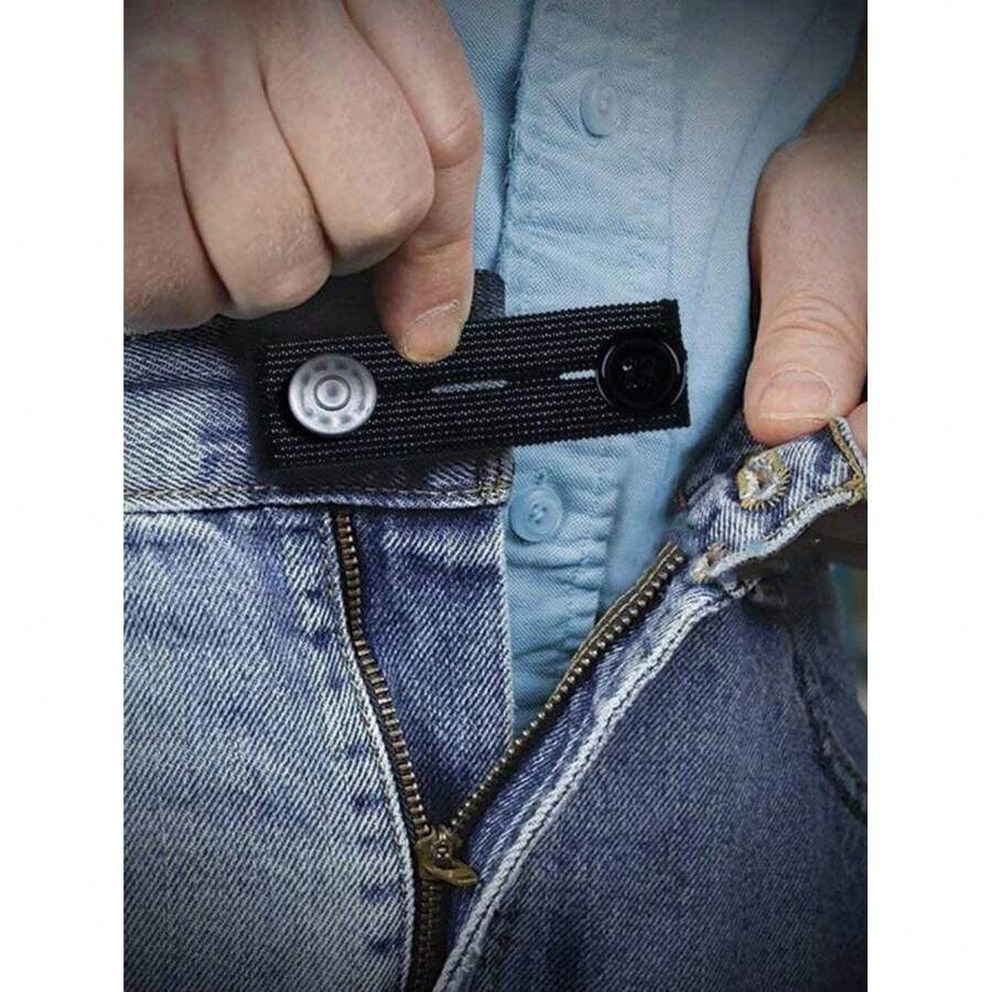 5pcs Waist Belt Extensions, Elastic Adjustable Pants Extender, Maternity Pants Stretch Button - Black - View 1