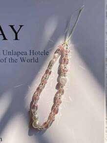 Corda para telefone com pingente de cristal e concha rosa, acessórios de câmera e telefone, presentes para mãe, família, amigos, aniversário, feriado - Rosa chiclete - Visão 2