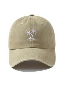 1pc New Women's Embroidered Palm Tree Washed Baseball Cap, Adjustable Outdoor Leisure Cap Suitable For Outdoor Travel And Sun Protection - Baseball Cap - View 7