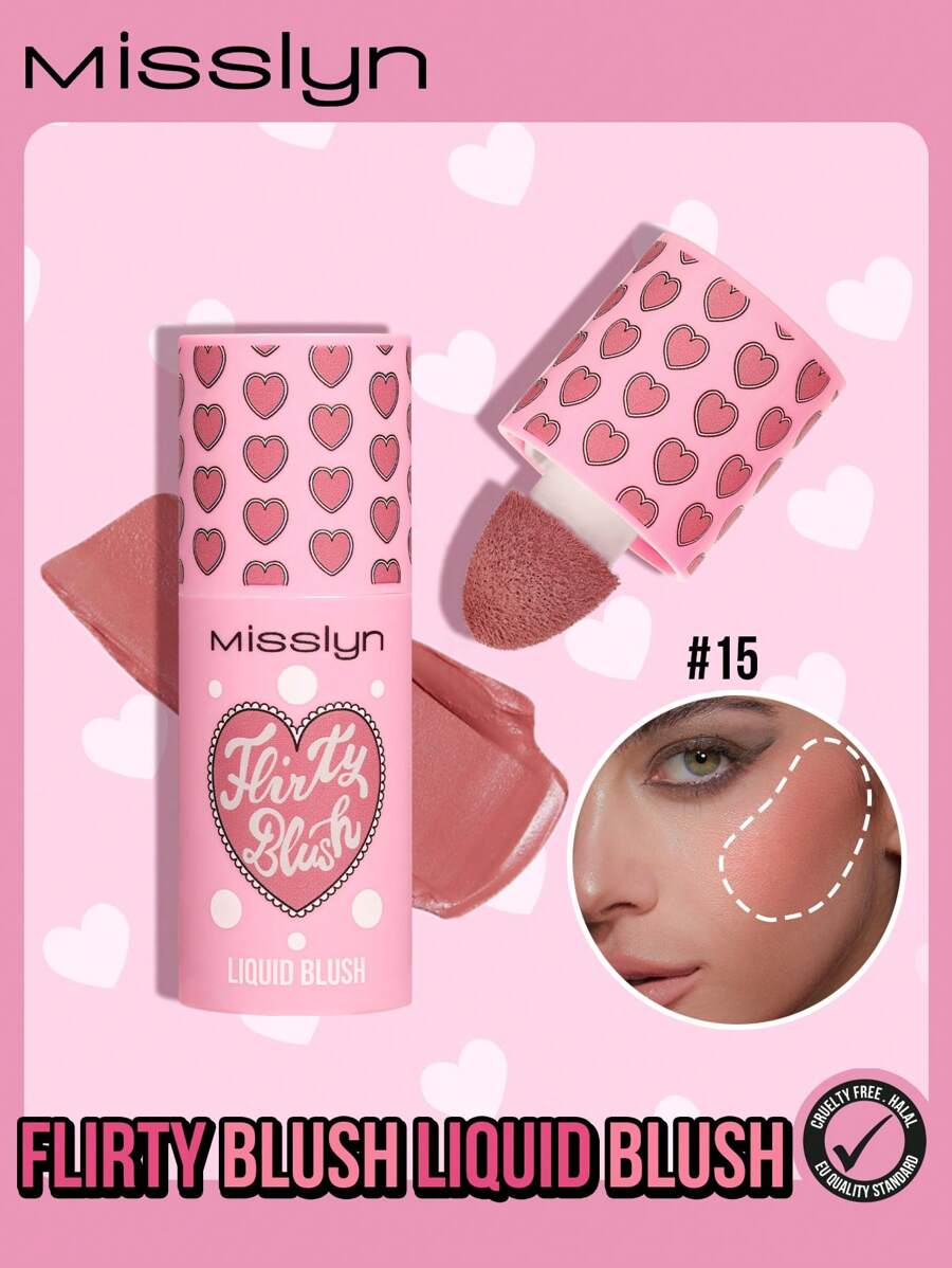 MISSLYN-Flirty Blush Liquid Blush, Liquid Blush,1pc Highly Pigmented Liquid Blush, Cutie, Long-Wearing, Brightening, White Day, Matte Finish, Dewy Finish, Love Gift, Winter, Y2K, Makeup, Party, Women's Day, Holiday, Travel, Sheer Colors, Natural-Looking Finish, Skin Loving Formula, Enriched With Moisturing Ingredients, Brighten And Soften Skin, Heart - #15 - View 1