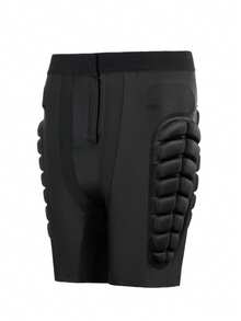 1 pieza Pantalones cortos acolchados de esquí negros, pantalones protectores para snowboard para deportes al aire libre, patinaje profesional sobre ruedas, patinaje sobre hielo, equipo anti-caídas