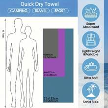 1 Toalla de ejercicio de secado rápido, toalla absorbente de sudor de microfibra de secado rápido, cómoda y suave, con una bolsa portátil, un imprescindible para gimnasios, playas, apta para correr, yoga, campamento al aire libre, playas, etc. - Multicolor - Ver 3