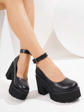 Sandalias de plataforma con cuña y punta redonda para mujer, de suela gruesa, de estilo casual y de vacaciones, tipo Mary Janes