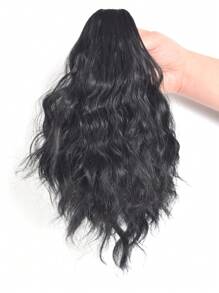 Peluca con cola de caballo para niños, estilo alto de cola de caballo con efecto de onda de agua, rizado corto y moño adorable