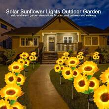 1 PIEZA Luz solar LED decorativa en forma de girasol, resistente al agua, con 1 cabezal o 3 cabezales, adecuada para decorar patios, céspedes, jardines, pasillos, etc.