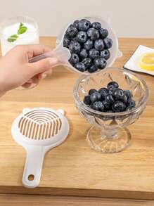 1 件通用白色厨房蓝莓葡萄樱桃清洗盒，卡通熊手柄水果沥水篮，微波炉适用透明 PP 材质收纳盒 - 白色 - 查看 5