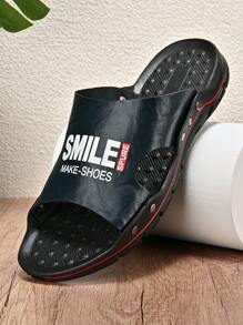 Men's Slippers Summer Outside Leather Sandals Big Size 39-48 Beach Slippers Anti-Slip Casual Slide Men Shoes - Blue - View 1